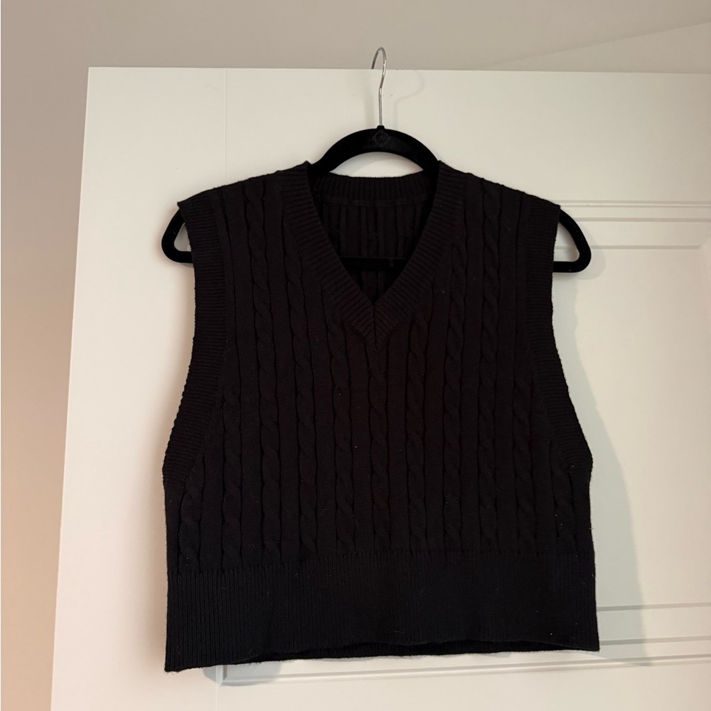 Amazon Black Cable Knit Vest